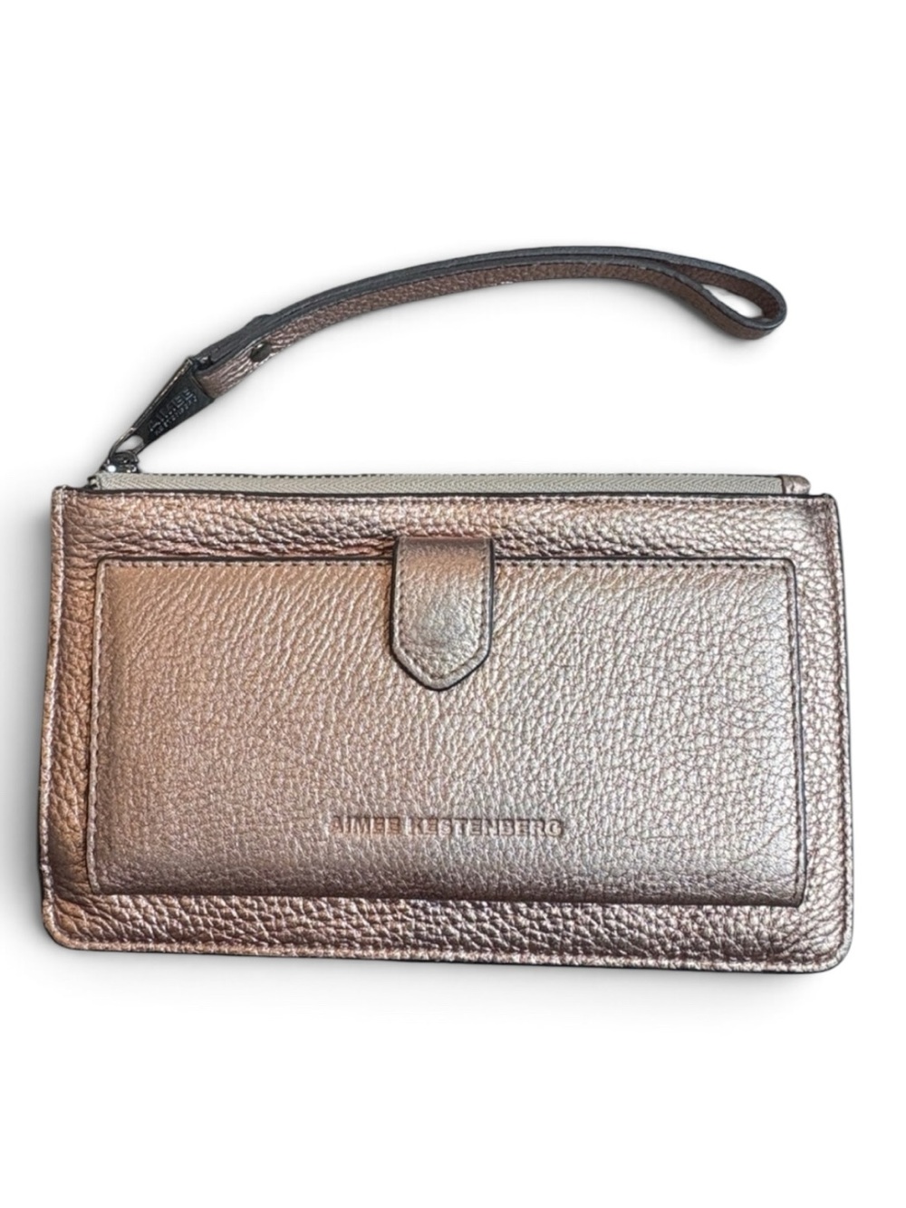 Aimee Kestenberg Metallic Rose Gold Leather Wristlet Card Holder